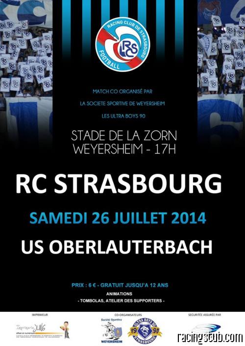 Affiche du match amical Strasbourg - Oberlauterbach